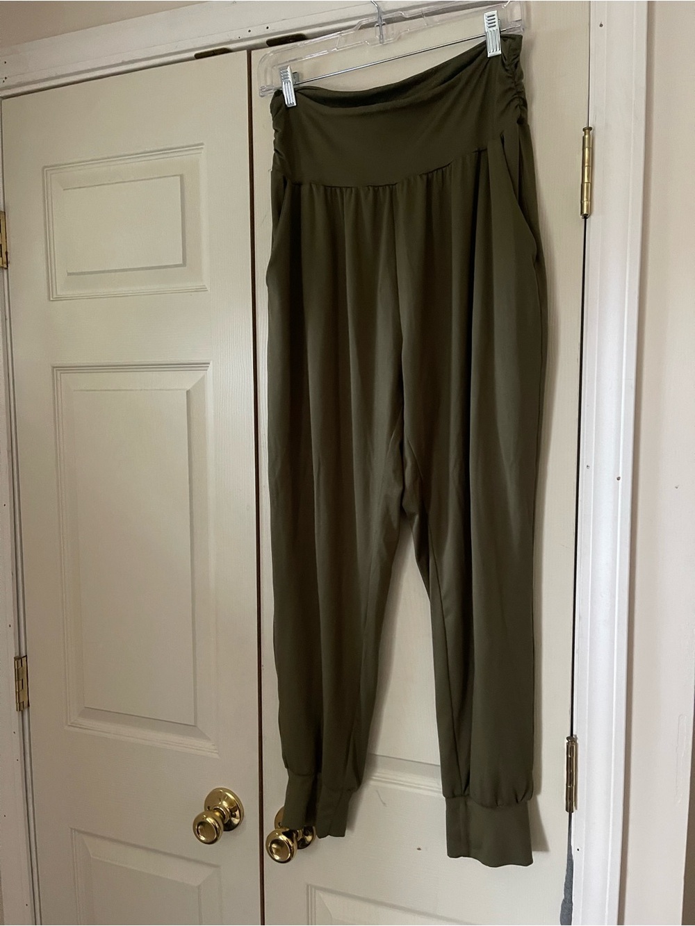 Source Unknown Olive Green Draped Jogger Pants